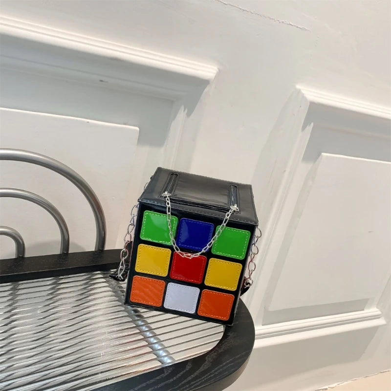 PU Cube Clutch Bag Purse