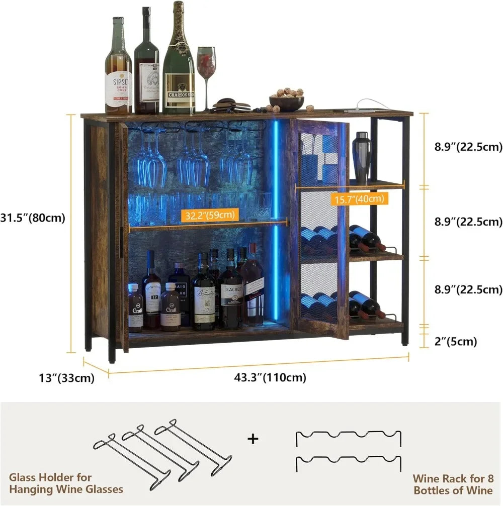 LED Farmhouse Coffee Bar Cabinet