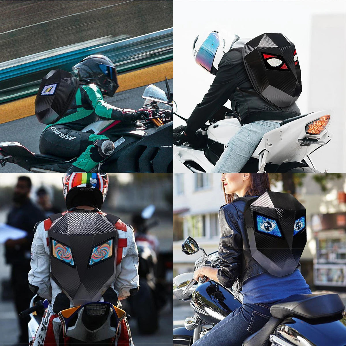 Motorcycle LED Screen Display Hard Shell Backpack