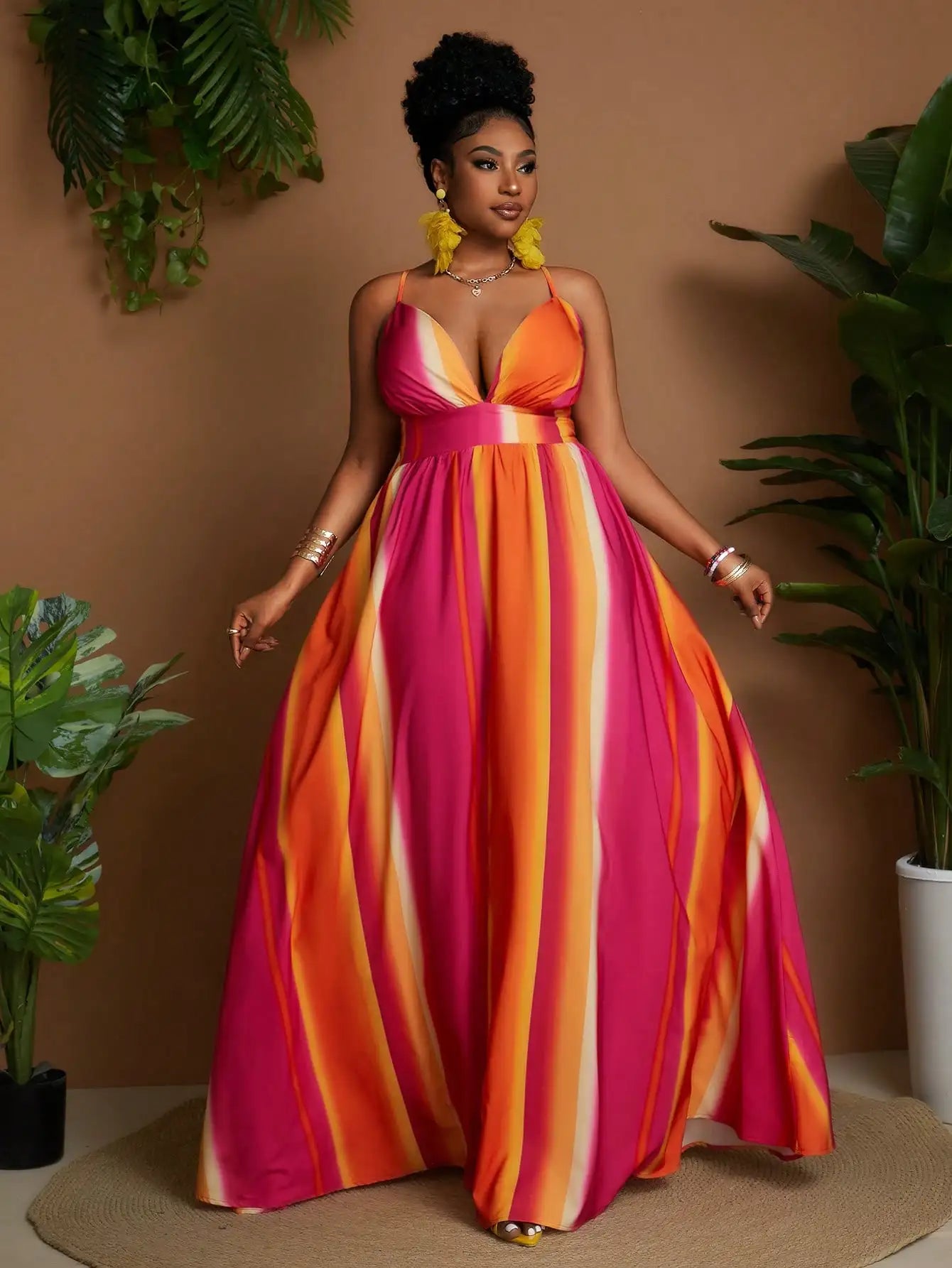 Plus Size Striped Maxi Dress