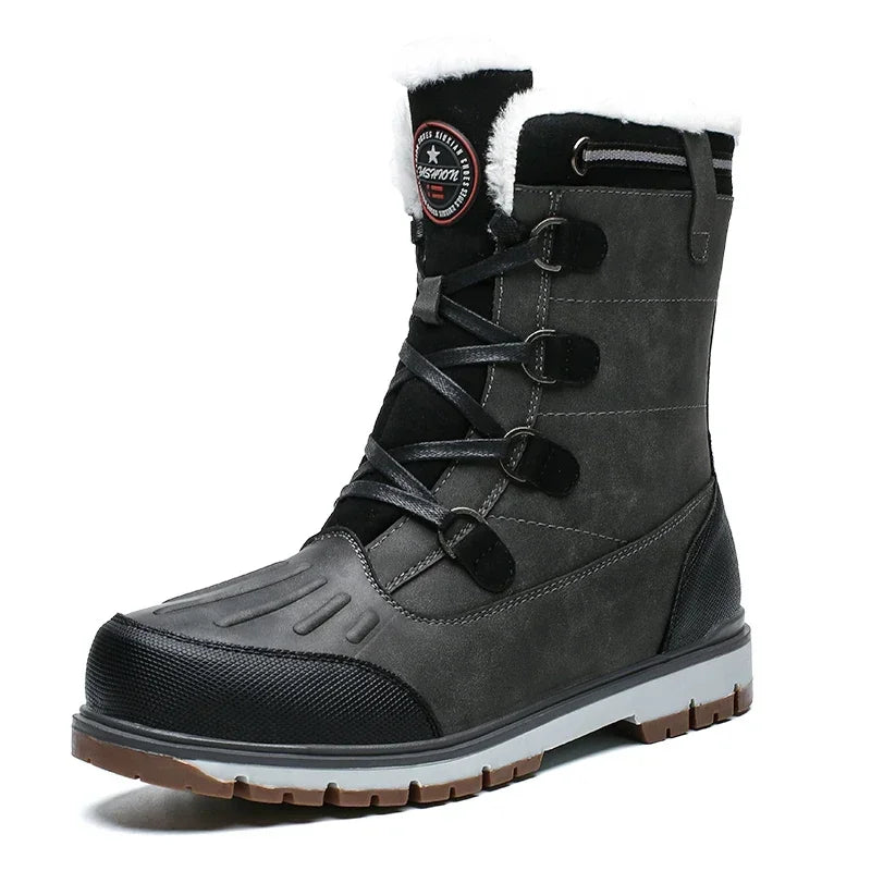 Warm Fur High-top Snow Boot Waterproof Leather Non-slip