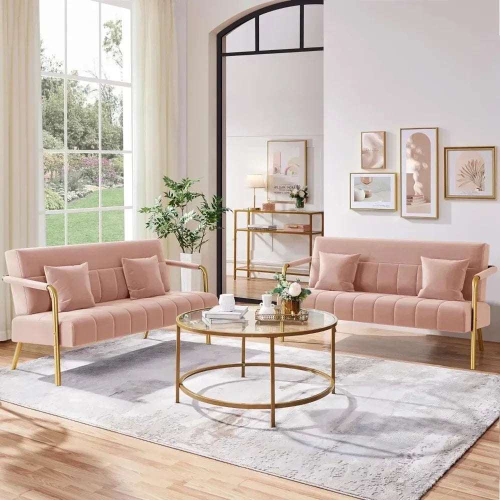 56.5" W Modern Loveseat 2 Seater Studio Pink