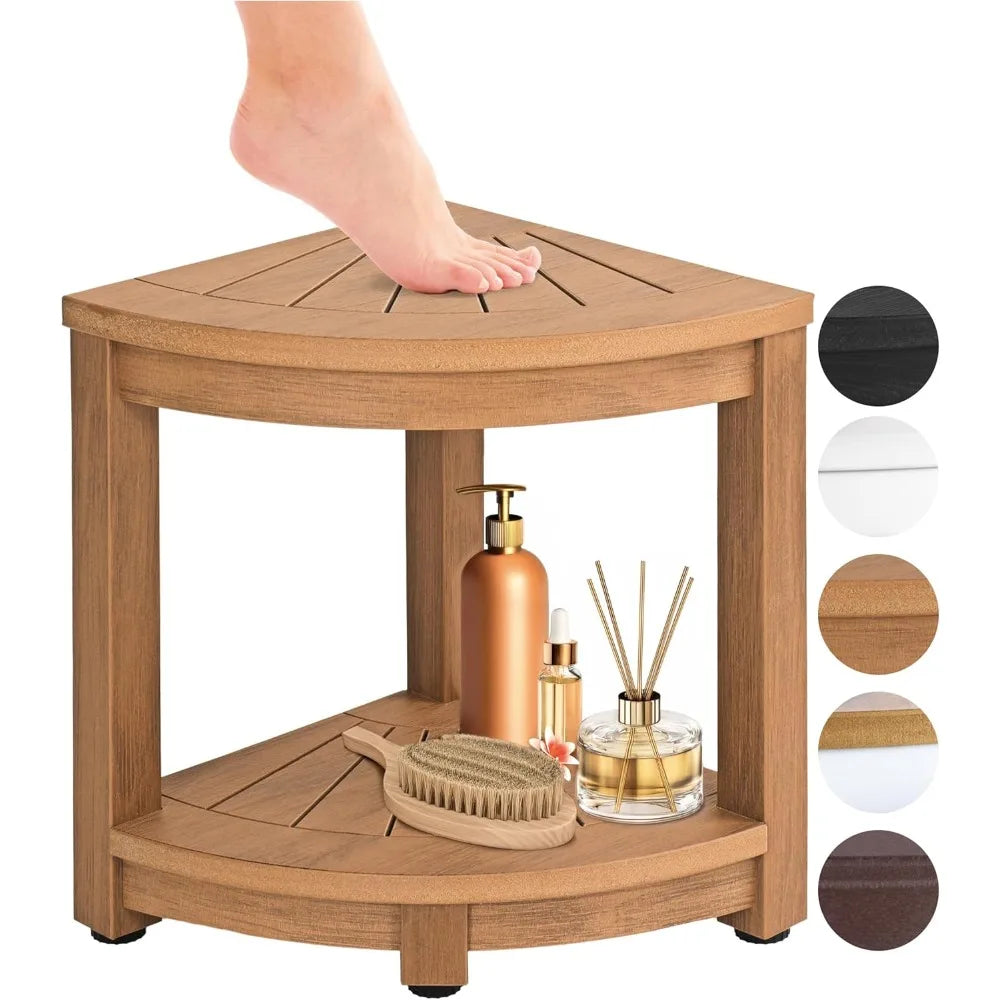 Brown Waterproof Shower Bench for Shaving Legs & to Sit On