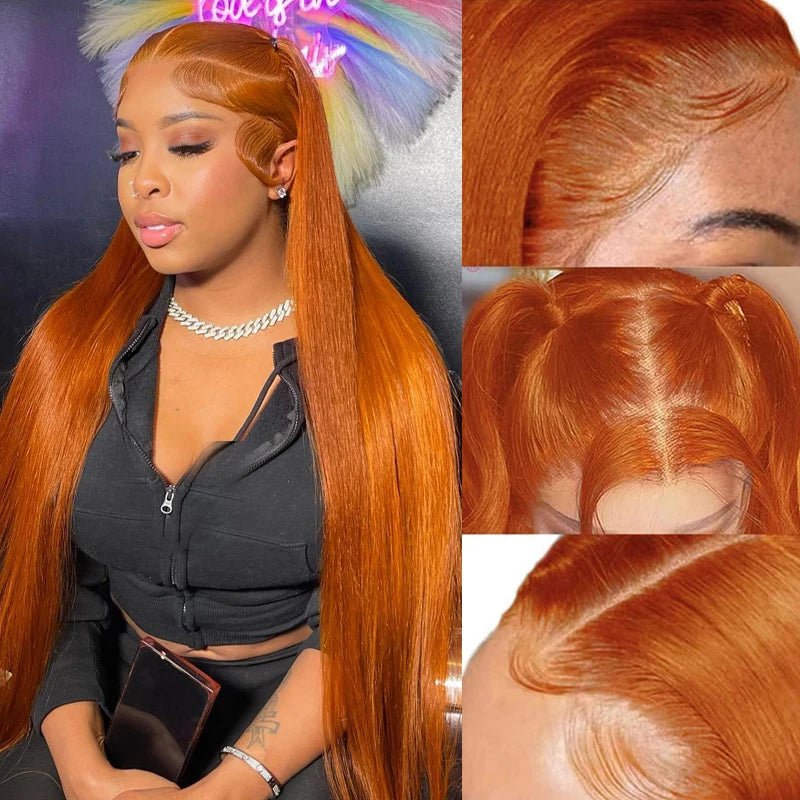 Straight Ginger Orange 13x4 Lace Front Wig 100% Human Hair