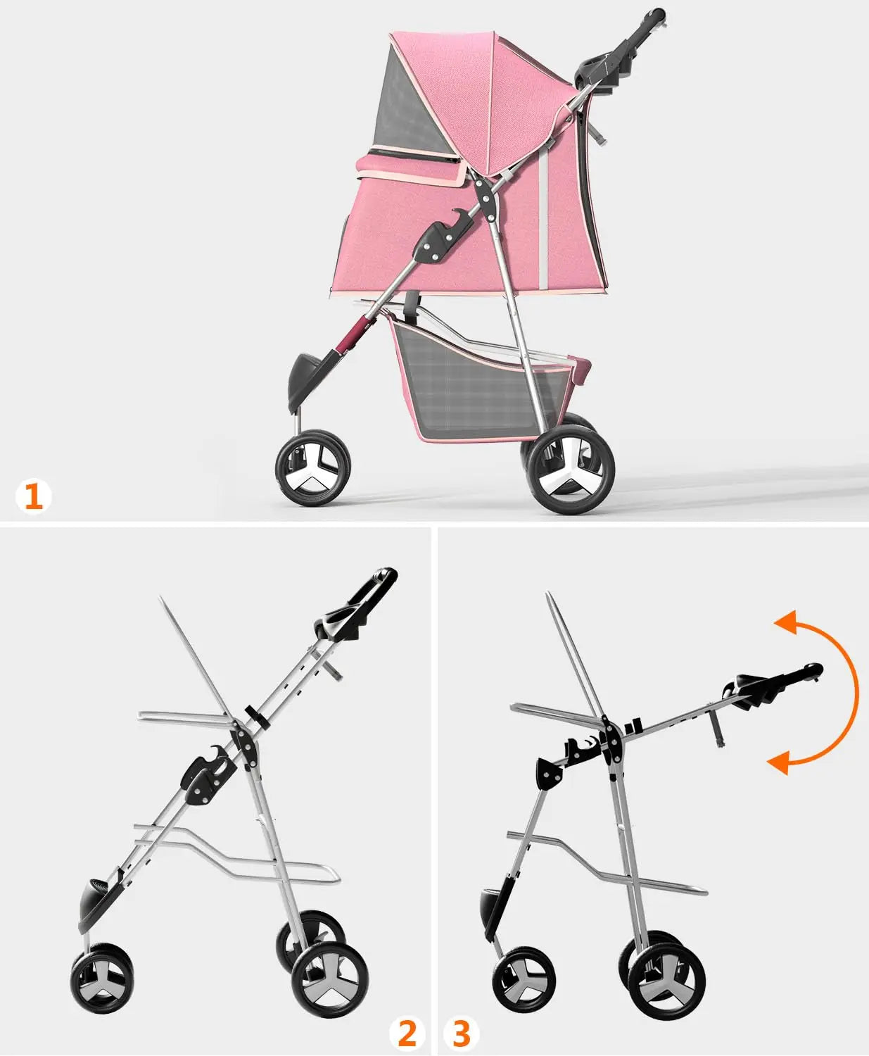 3-Wheel Pet Stroller for Small/Medium Dogs & Cats