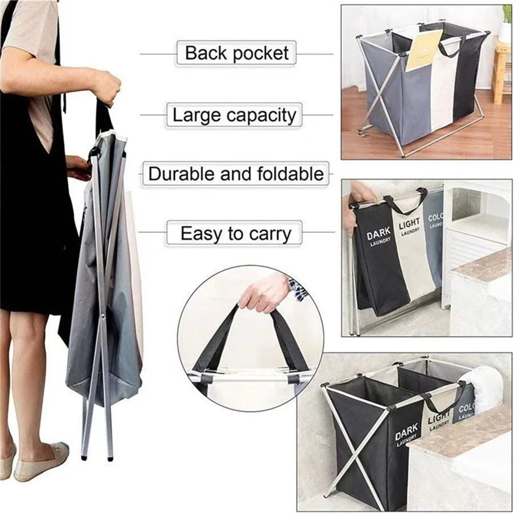 3 Grids Laundry Basket Foldable Clothes Organizer