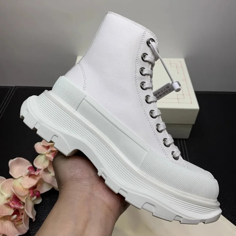 Luxury Fashion Men Ankle Boots Genuine Leather Thick Sole