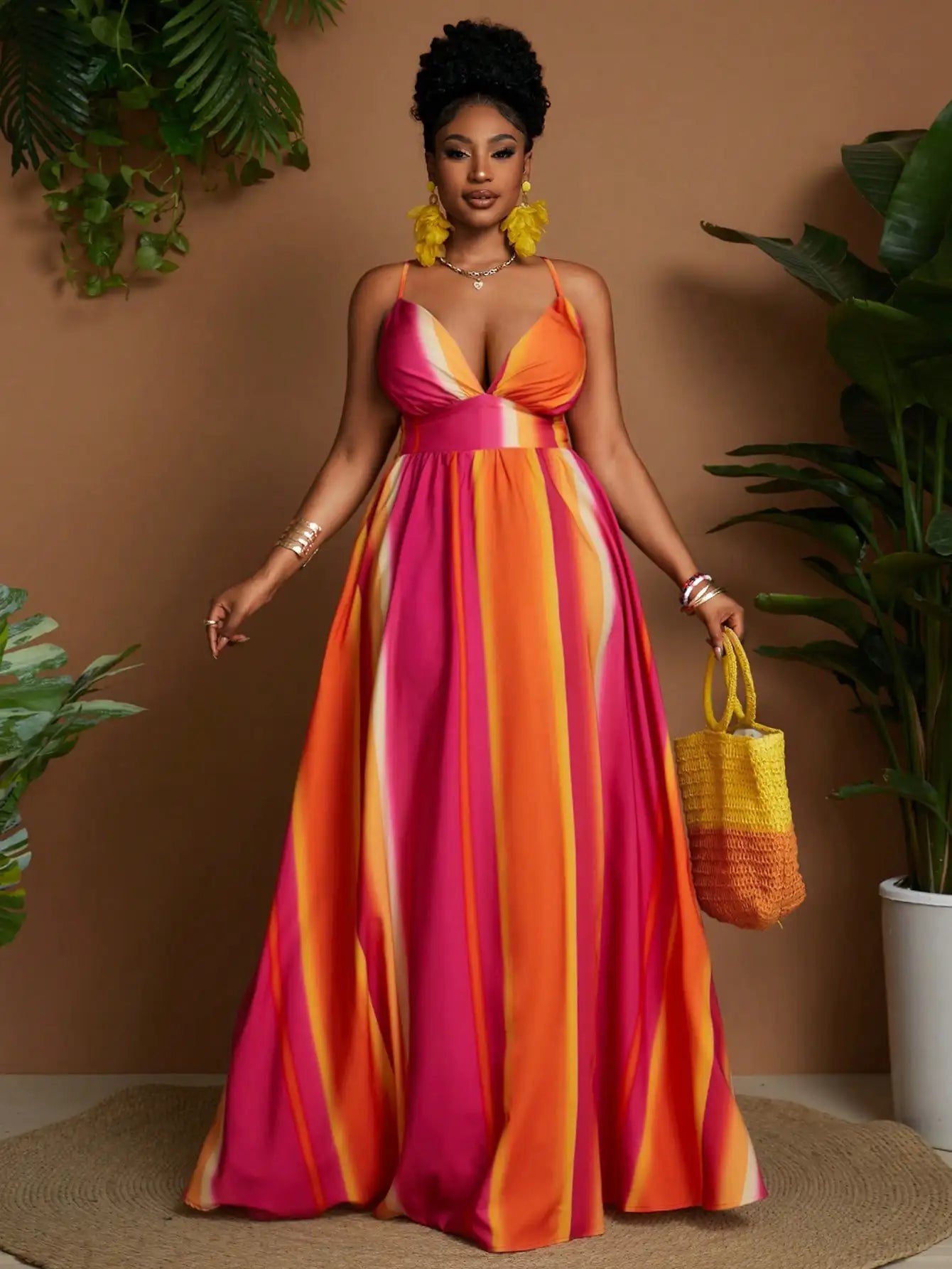 Plus Size Striped Maxi Dress