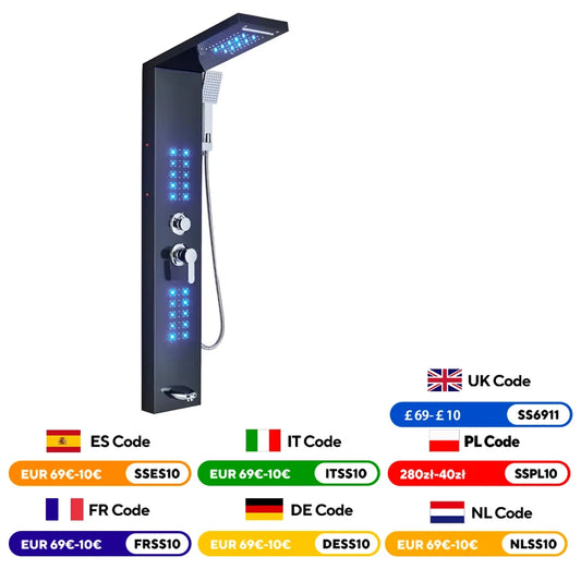 LED Shower Faucet SPA Massage Jet Shower Column System