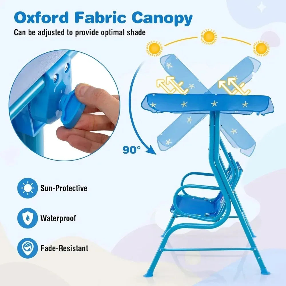 Kids 2-Seater Outdoor Porch Swing All Weather Resistant Waterproof