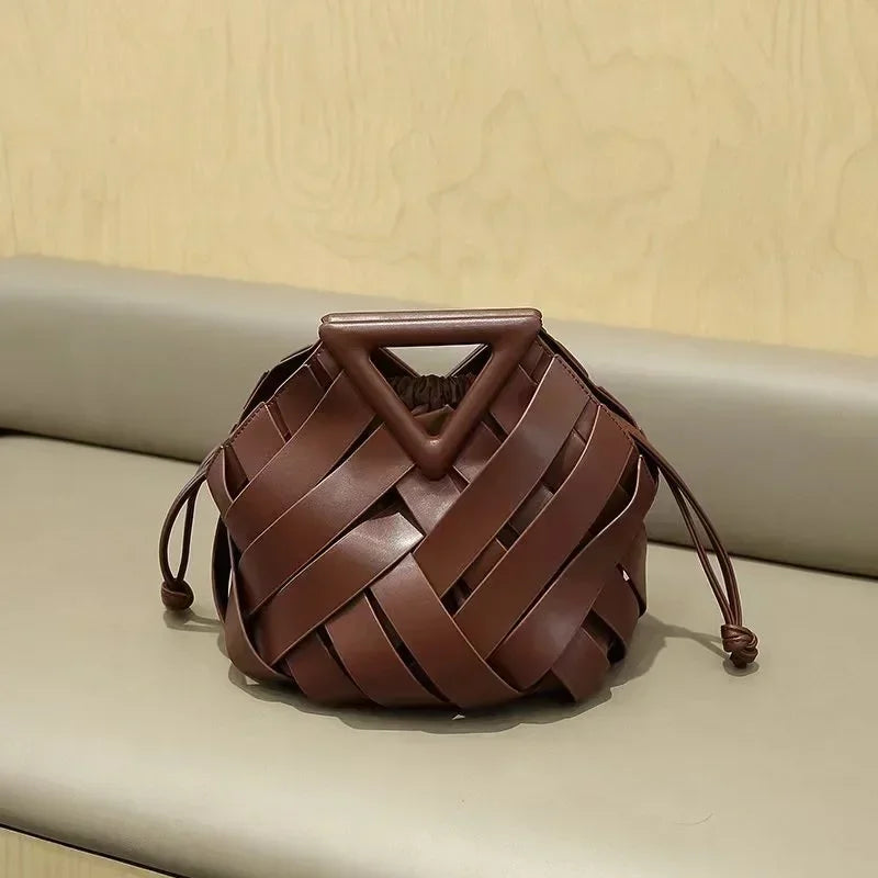 High Fashion Top-Handle Woven Shoulder Bag