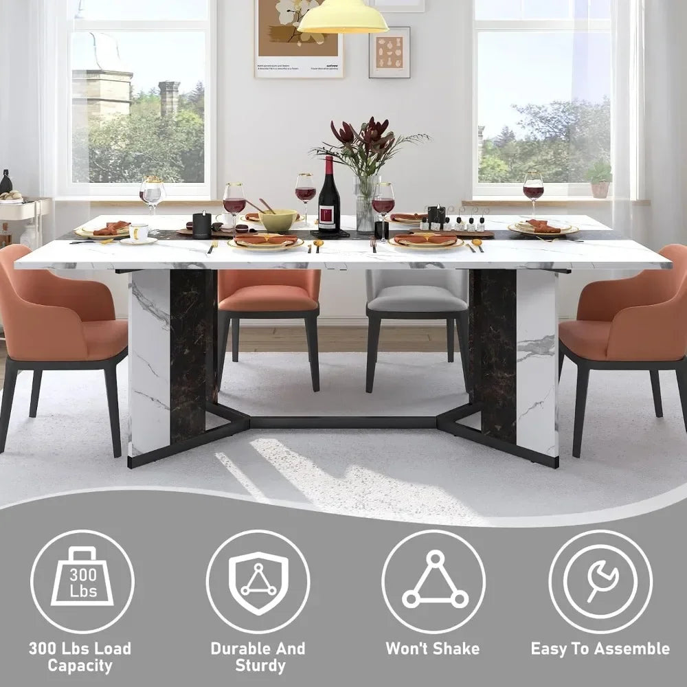 Marble-Color Wood Adjustable Leg.6ft Luxurious Dinner Table