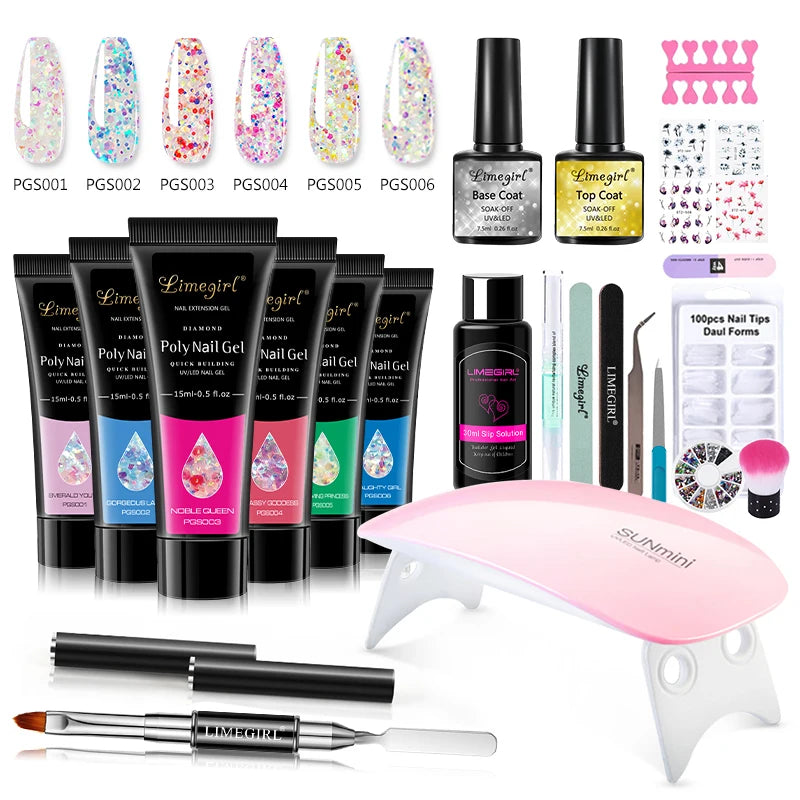 Poly Nail Gel Set With 6W LED lamp