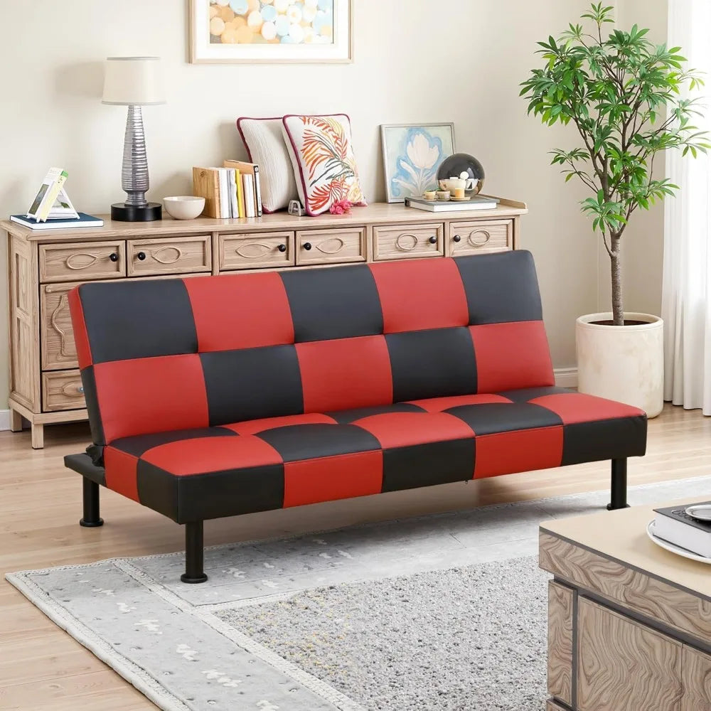 Futon Sofa Bed Convertible Faux Leather