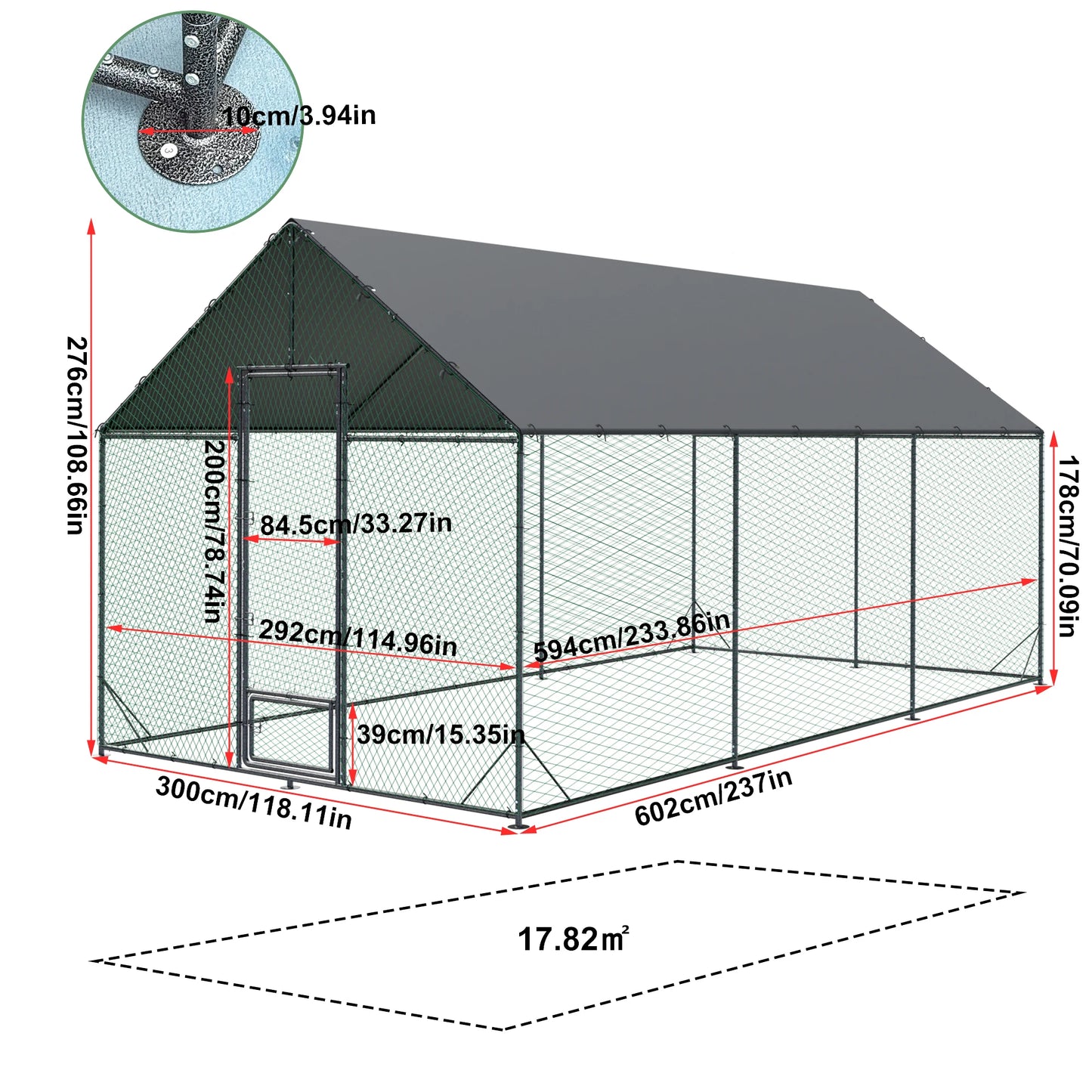 L XL XXL Heavy Duty Metal Chicken Coop w/ Cover