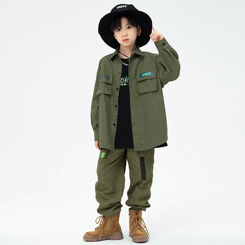 Hip Hop Long Sleeves Tooling Coat Pants Boys
