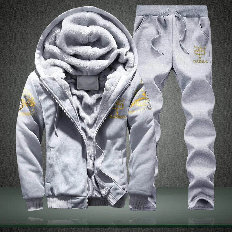 Men's Hooded Jacket Pants Two-Piece Set