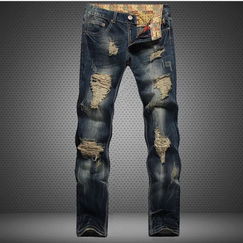 Ripped Fashion Casual Jeans Straight High Quality