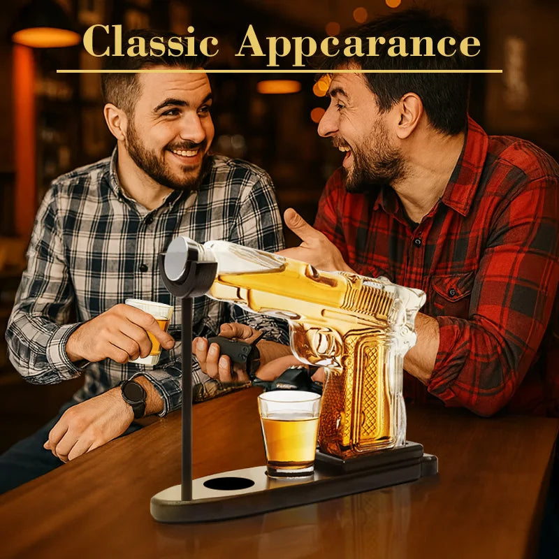 1 Set Gun Whiskey Decanter Set 10.14oz with 2 Shot Glasses