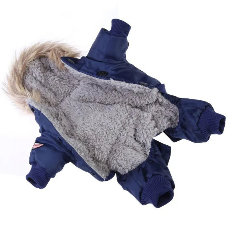 Pet Hooded Jumpsuit Autumn Winter Comfortable Windproof Fleece Dog Coat for Small Medium Dog Cats