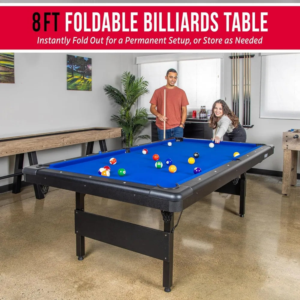 8 ft Billiards Table - Portable Pool Table w/Balls&Cues