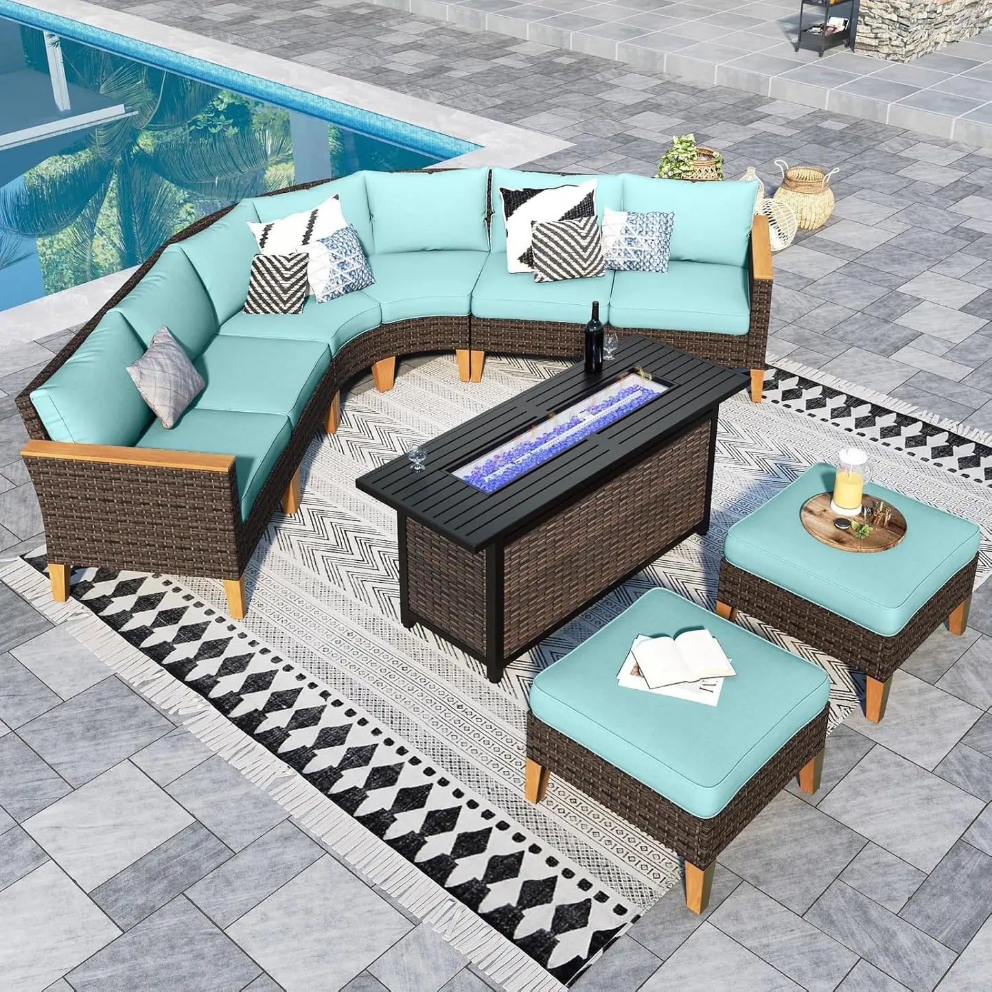12 Piece Curved Outdoor Sectional Sofa Set
