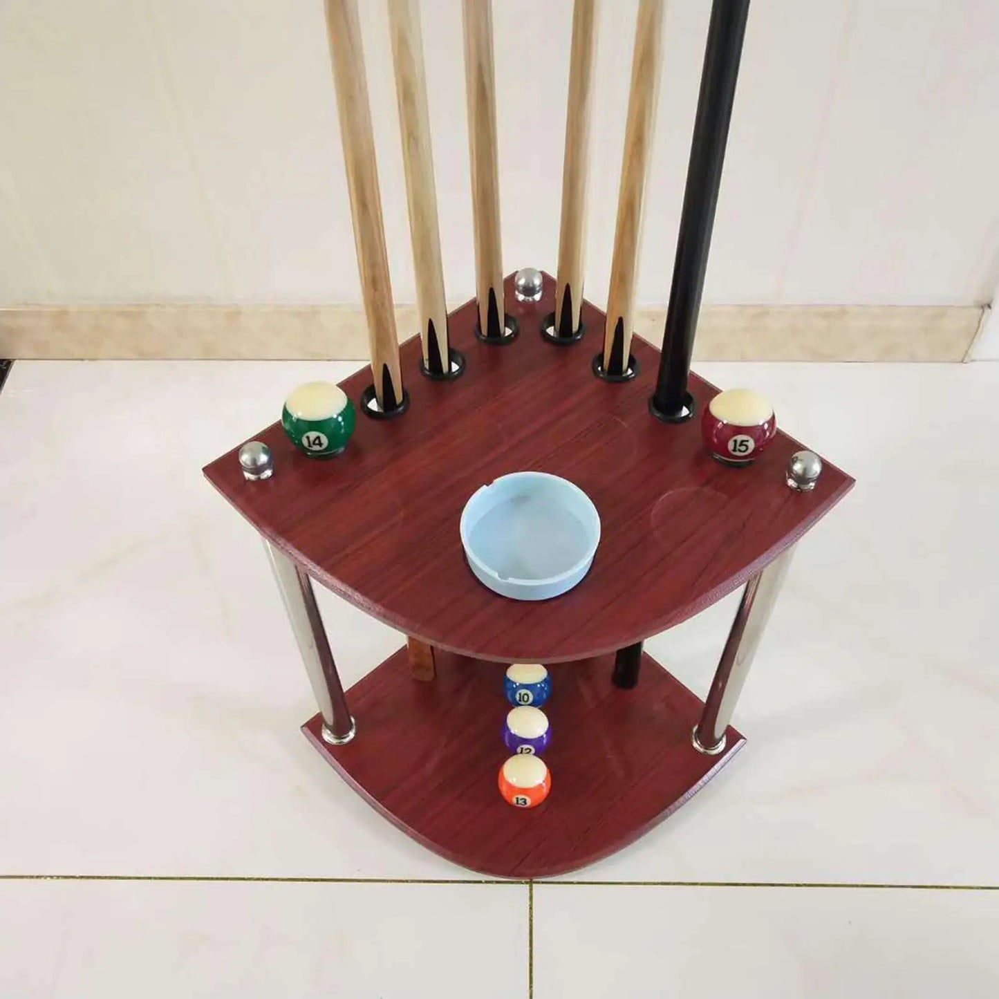 Billiard Pool Rack Corner Floor Stand Organizer 8 Hole Storage
