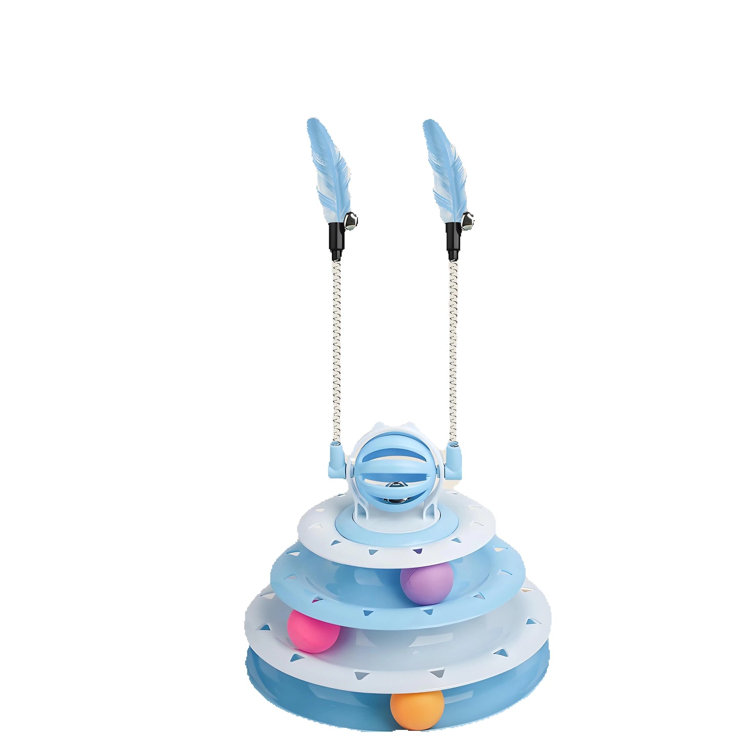 4-Tier Cat Toy - Interactive Spinning Track with LED Balls