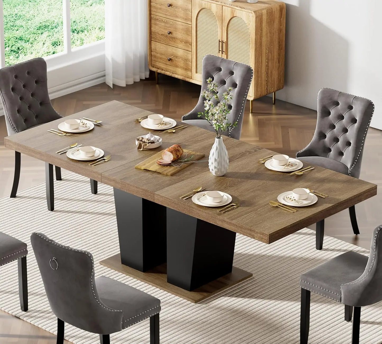 78.74" Extendable Dining Room Table for 6 8 10