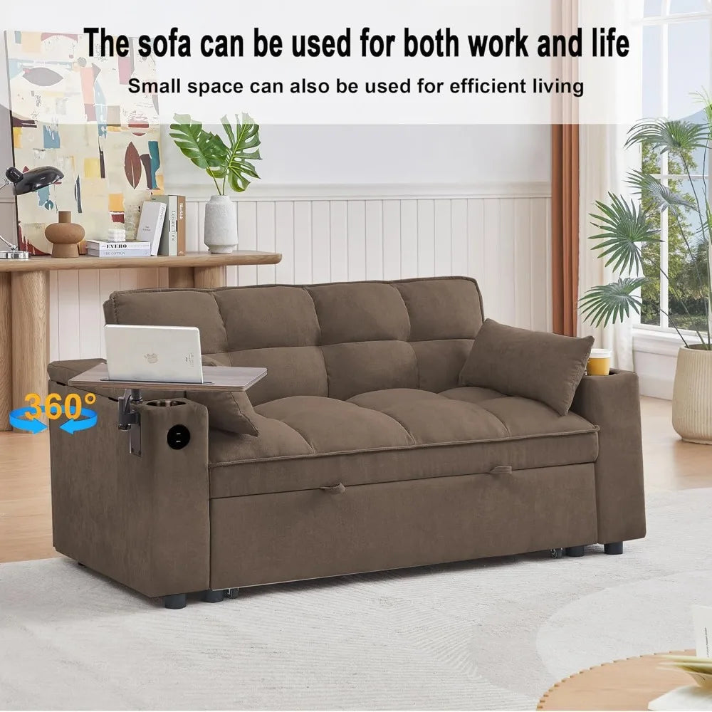 65'' Convertible Sleeper Sofa Bed with Adjustable Backrest