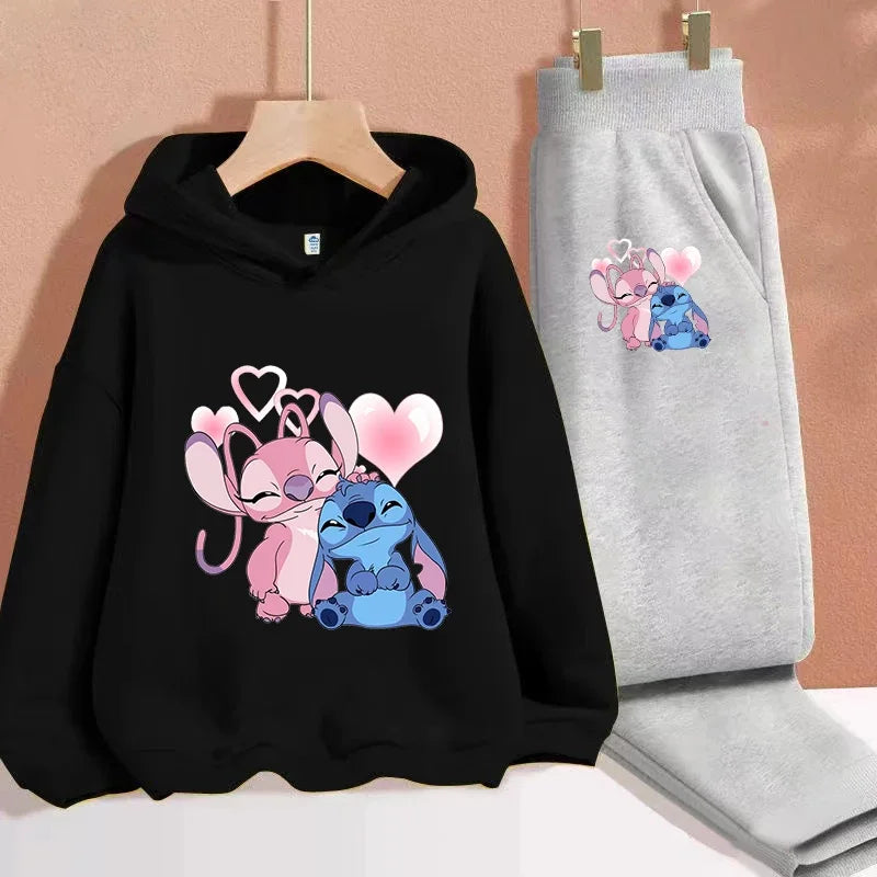 Lilo & Stitch Hoodie Set Casual Tracksuit