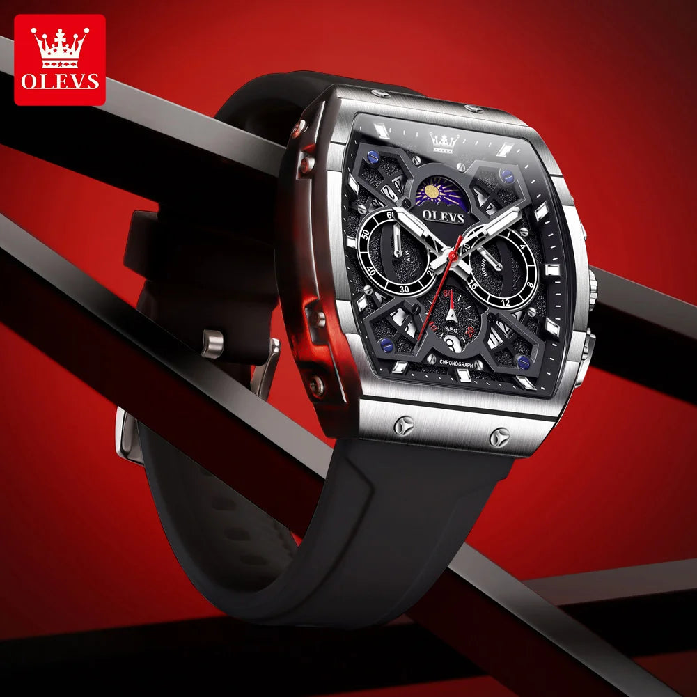 Moon Phase Chronograph Waterproof Quartz Wristwatch