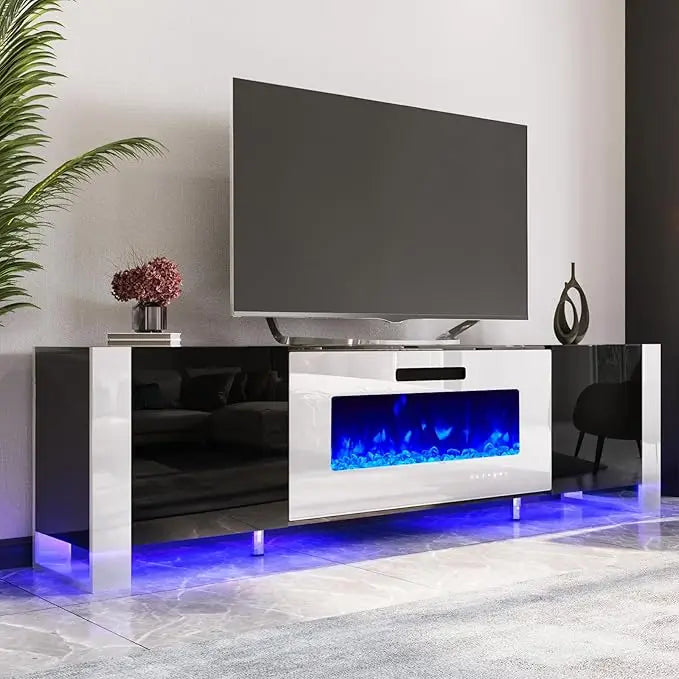 70" High Gloss Entertainment Center with 36" fireplace