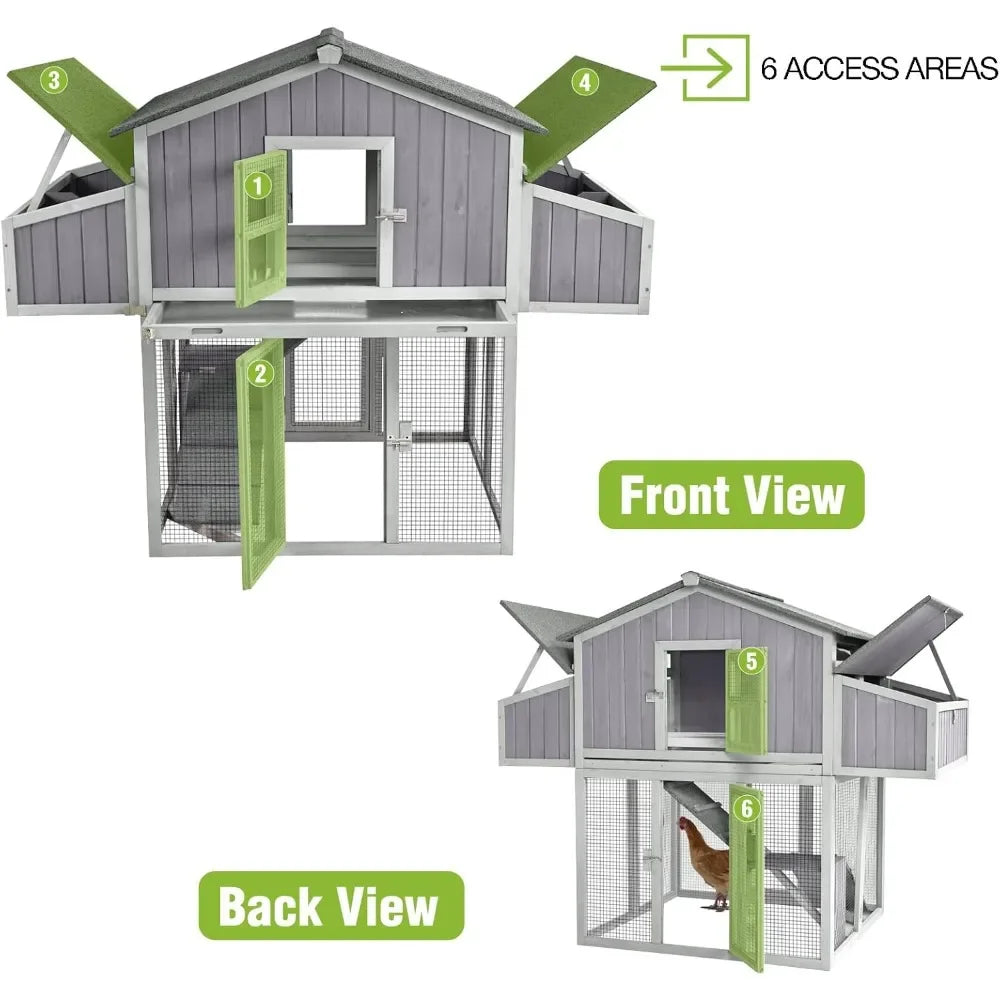 Foldable Chicken Coop for 4-6 Chickens with Four Nesting Boxes
