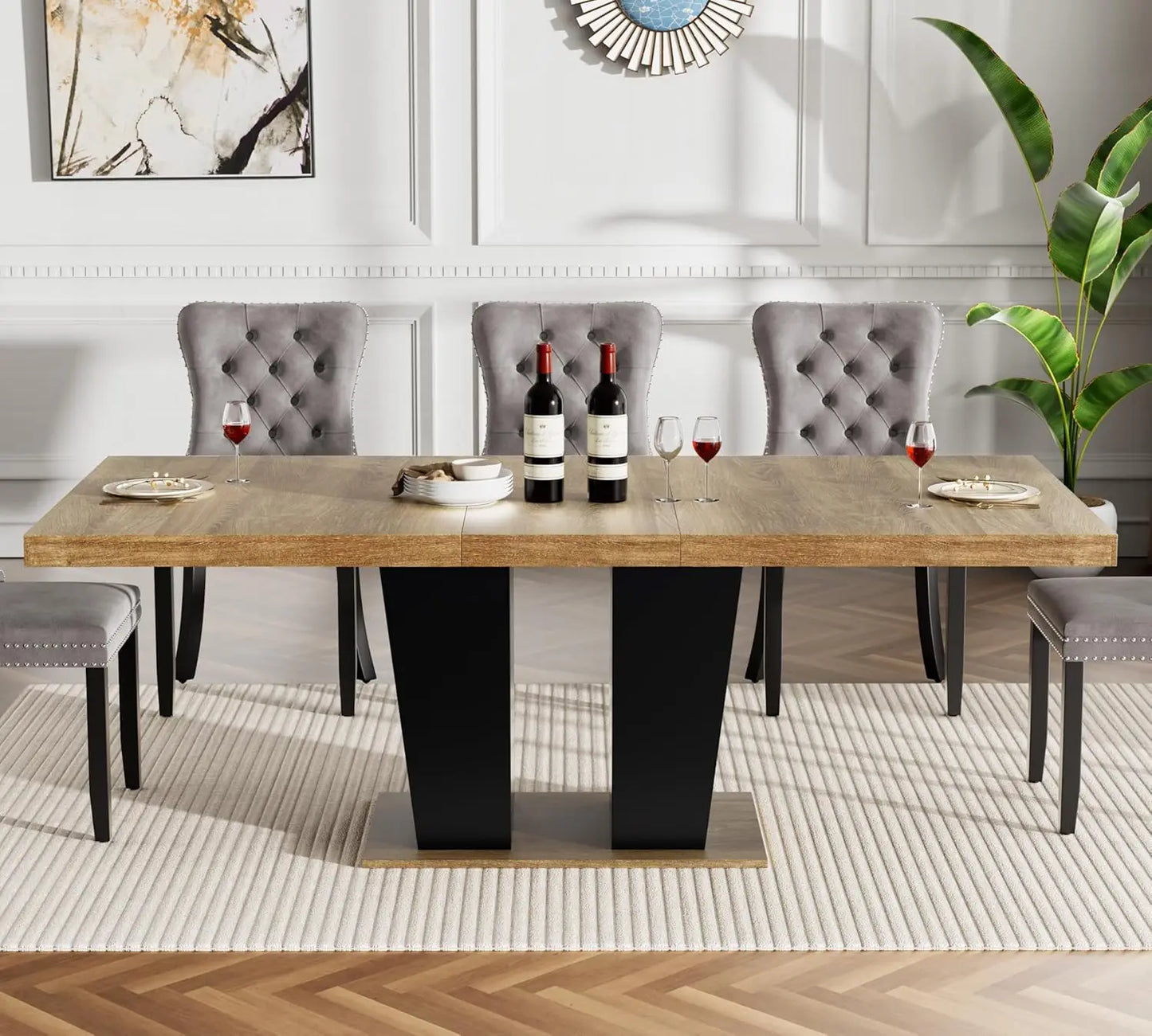 78.74" Extendable Dining Room Table for 6 8 10