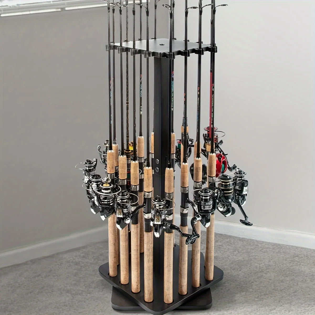 360 Degree Rotating Fishing Pole Rack up to 16 Rods