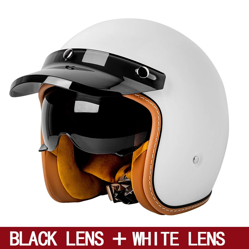 Motorcycle Helmet with lens 3/4 Half Helmet