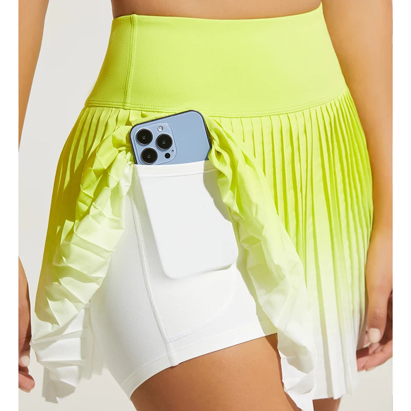 Pleated Fitness High Waist Skorts with Pocket
