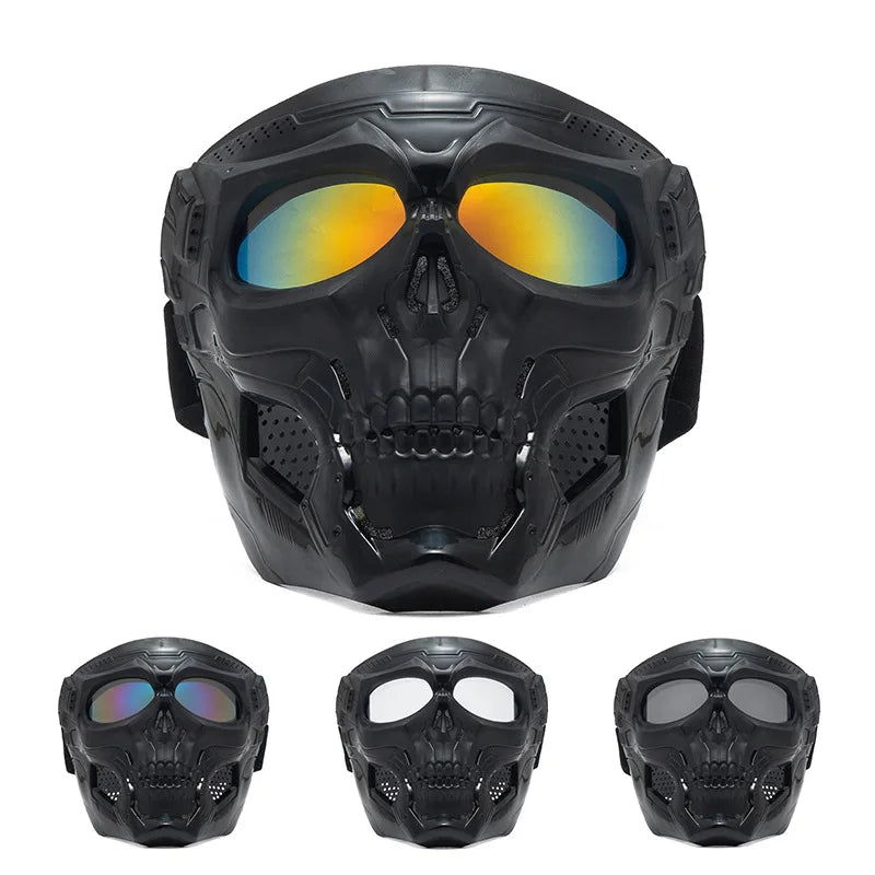 Cool Skull Motorcycle Face Mask with Goggles