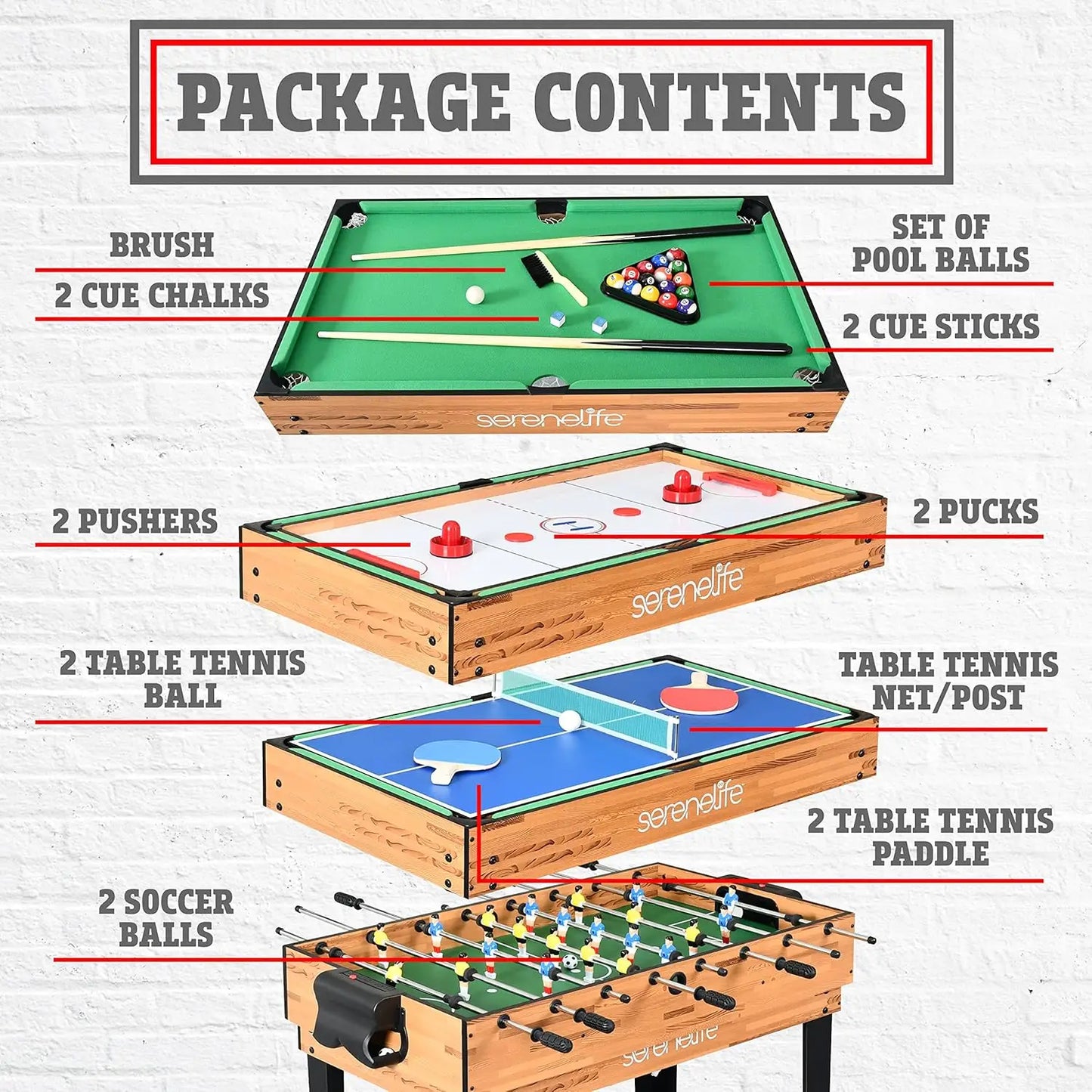 Multi Game Table, 48" Sports Arcade Games with Accessories