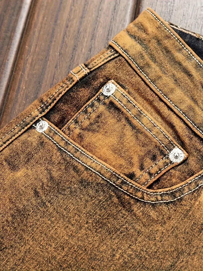 Men's Straight Leg Vintage Jeans Fashionable Street Style