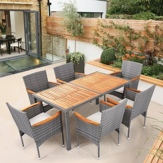 7 Piece Outdoor Patio Table and Chairs Set