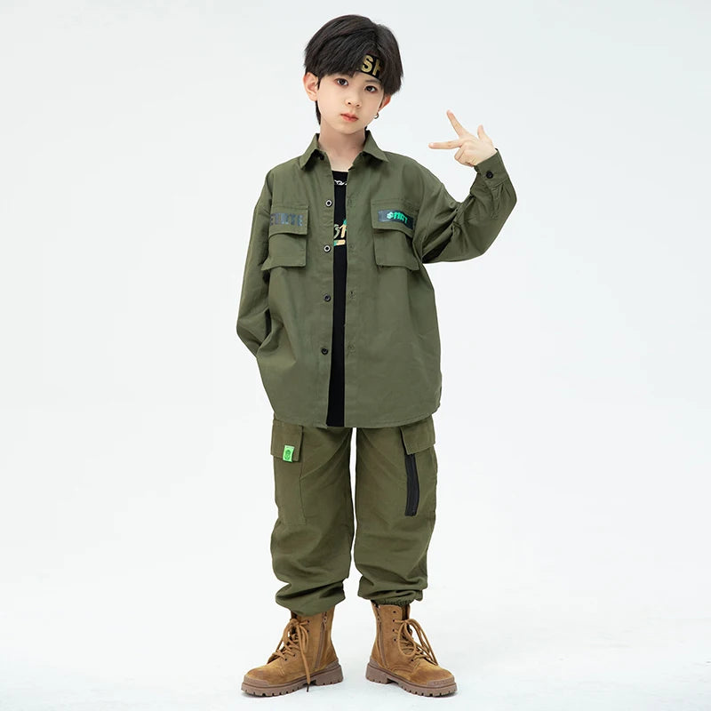 Hip Hop Long Sleeves Tooling Coat Pants Boys