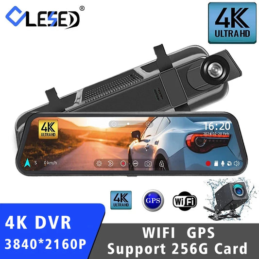 10 Inch 4K 3840*2160P WIFI GPS Car Dvr Mirror Dash Cam Dual Lens