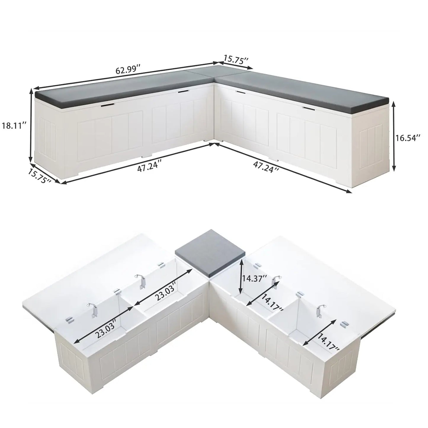 L Shape Corner Bench with Storage