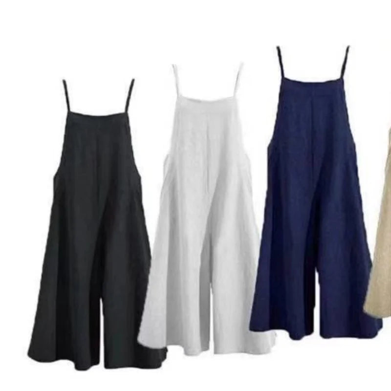 Women's Summer Wide Leg Bib Overalls