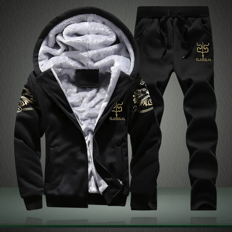 Men's Hooded Jacket Pants Two-Piece Set