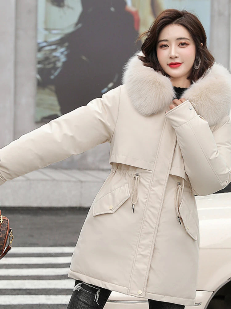 Fashion Long Coat Wool Liner Hooded Parka