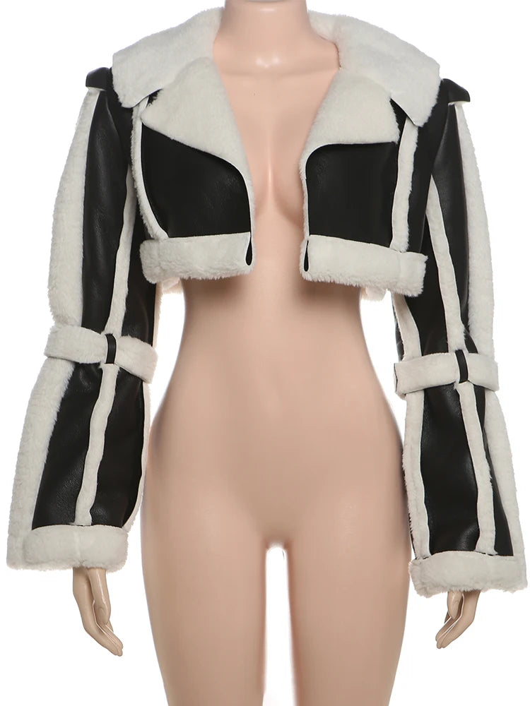 Patchwork Crop Full Sleeve Hipster Outerwear