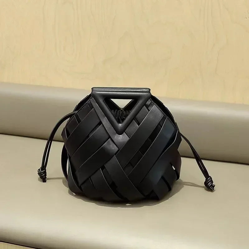 High Fashion Top-Handle Woven Shoulder Bag
